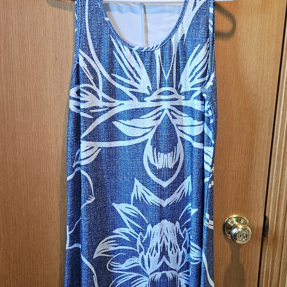 Blue Floral Sleeveless Mini Dress